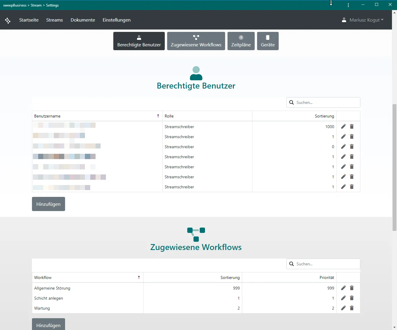 Benutzer und Workflows